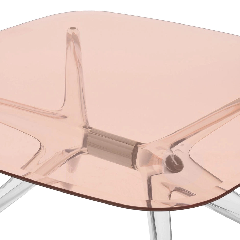 Blast Square Coffee Table by Kartell #PINK / CRYSTAL CHROME DETAIL