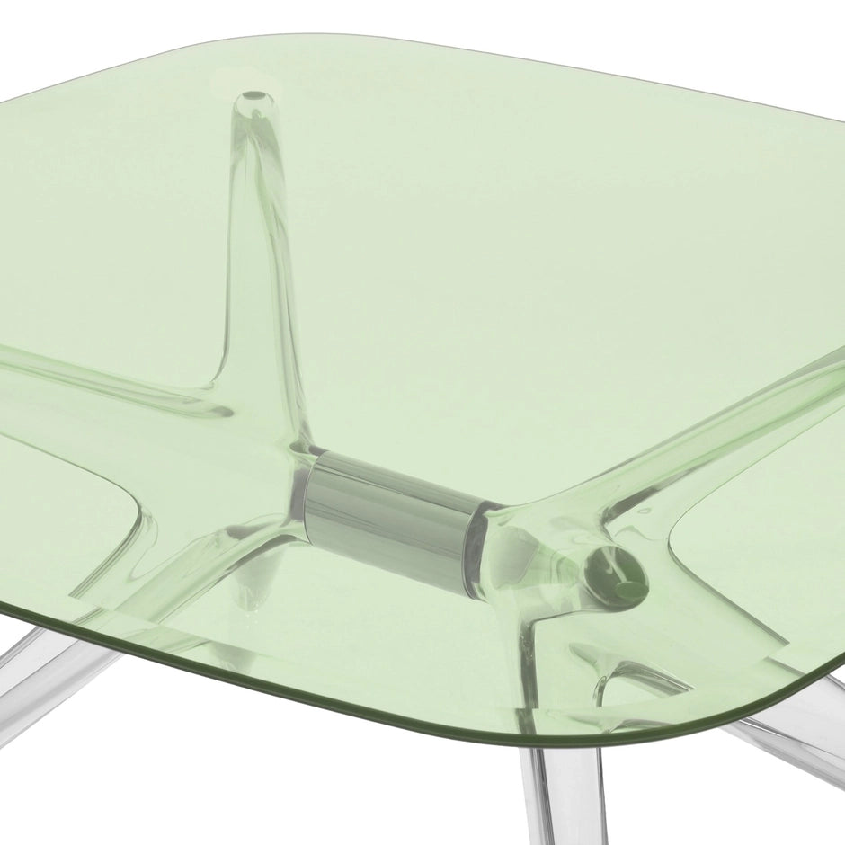 Blast Square Coffee Table by Kartell #GREEN / CRYSTAL CHROME DETAIL