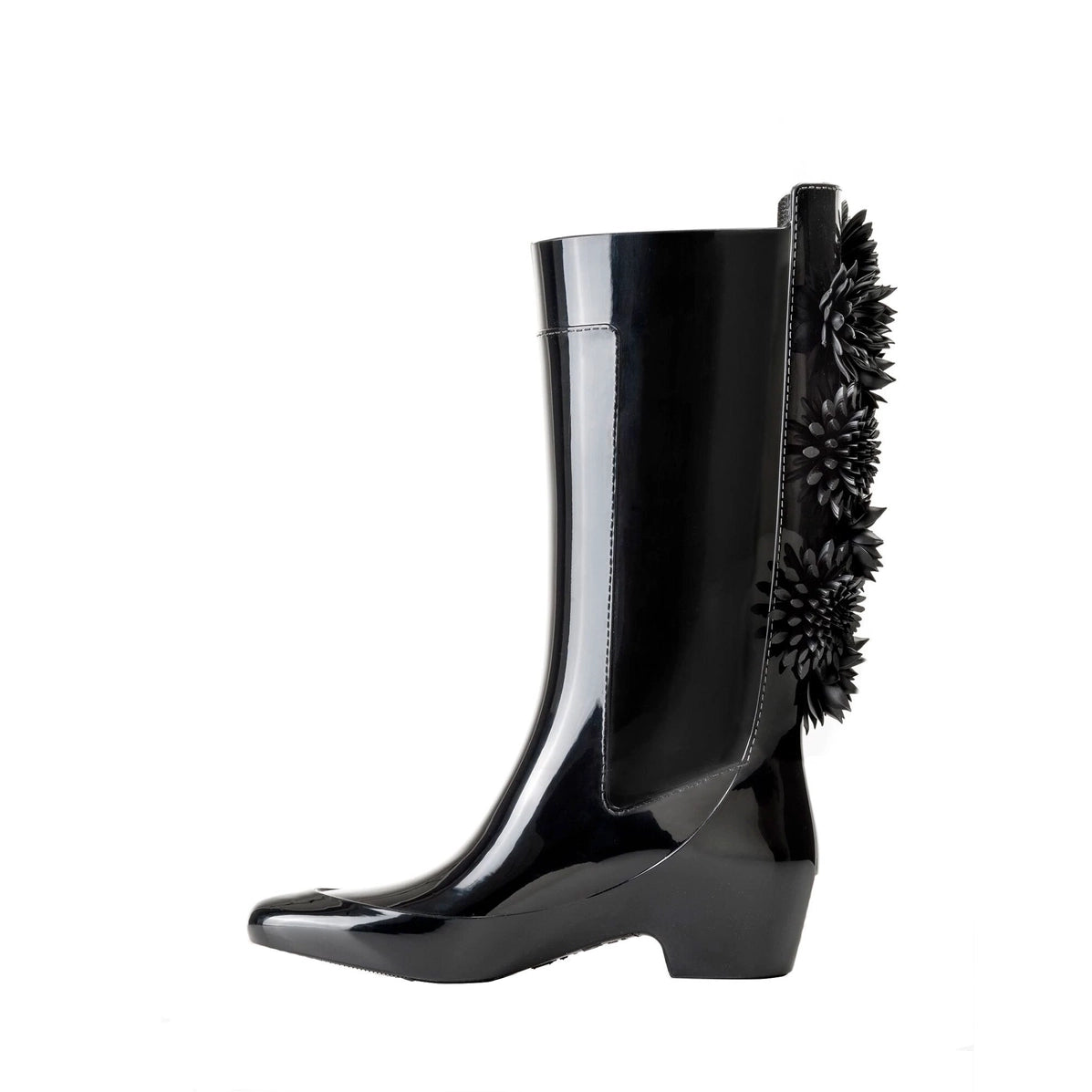 Barbarella Flowers Rain Boots by Kartell #BLACK / BLACK