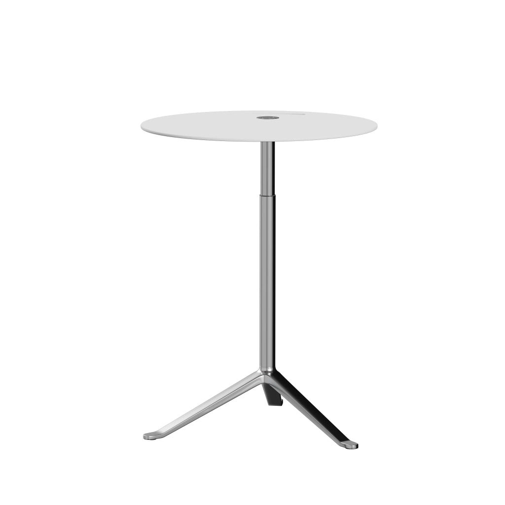 Little Friend™ - Ks11, Height Adjustable Side Table, Ø 45 Cm by Fritz Hansen #Laminate / White (102)/Brushed metal / Polished Aluminium