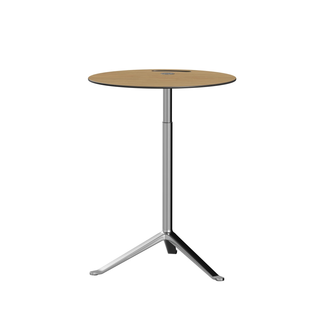 Little Friend™ - Ks11, Height Adjustable Side Table, Ø 45 Cm by Fritz Hansen #Clear Lacquered Veneer / Oak (70)/Brushed metal / Polished Aluminium