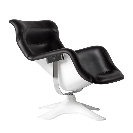 Artek Karuselli Lounge Chair — white/black leather