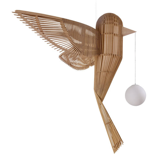 Big Bird Vertical - Handmade Wood Veneer Pendant Lamp by Lzf #LARGE