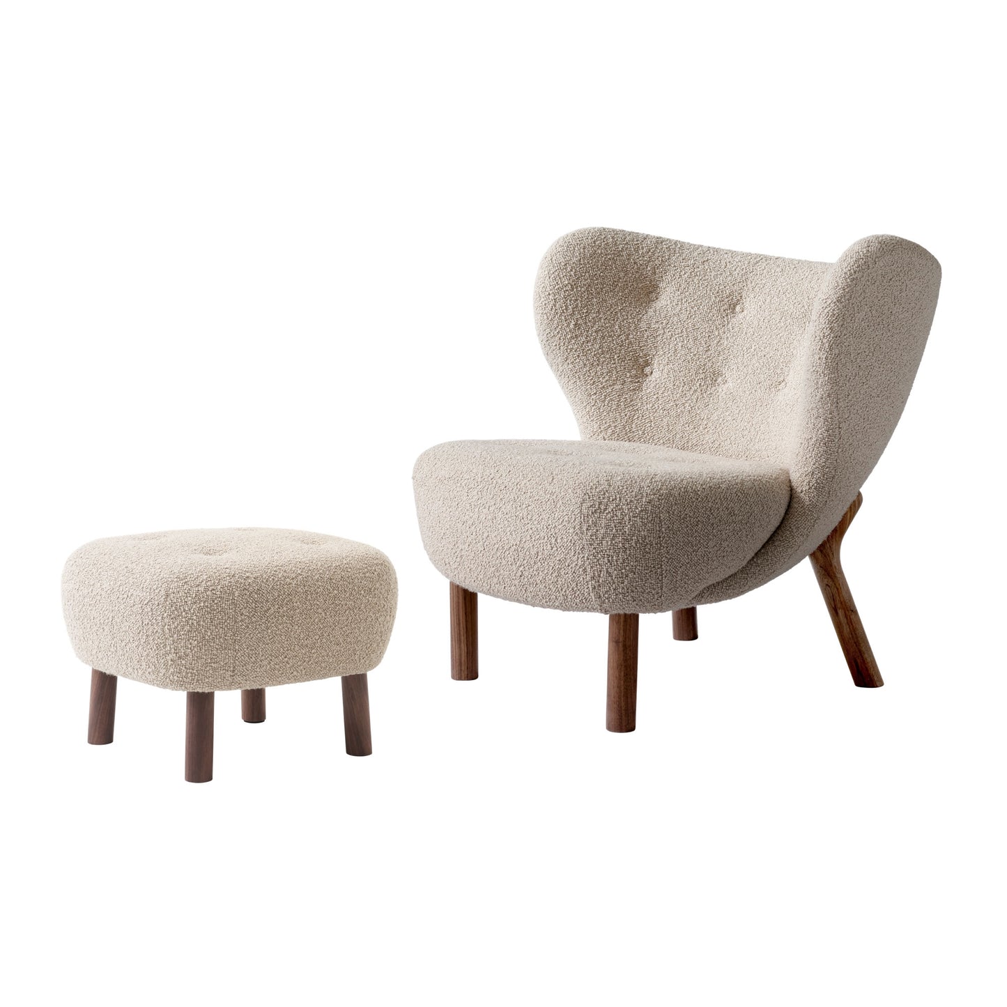 Little Petra VB1 Armchair with ATD1 Pouf by &tradition #Karakorum 003/Walnut