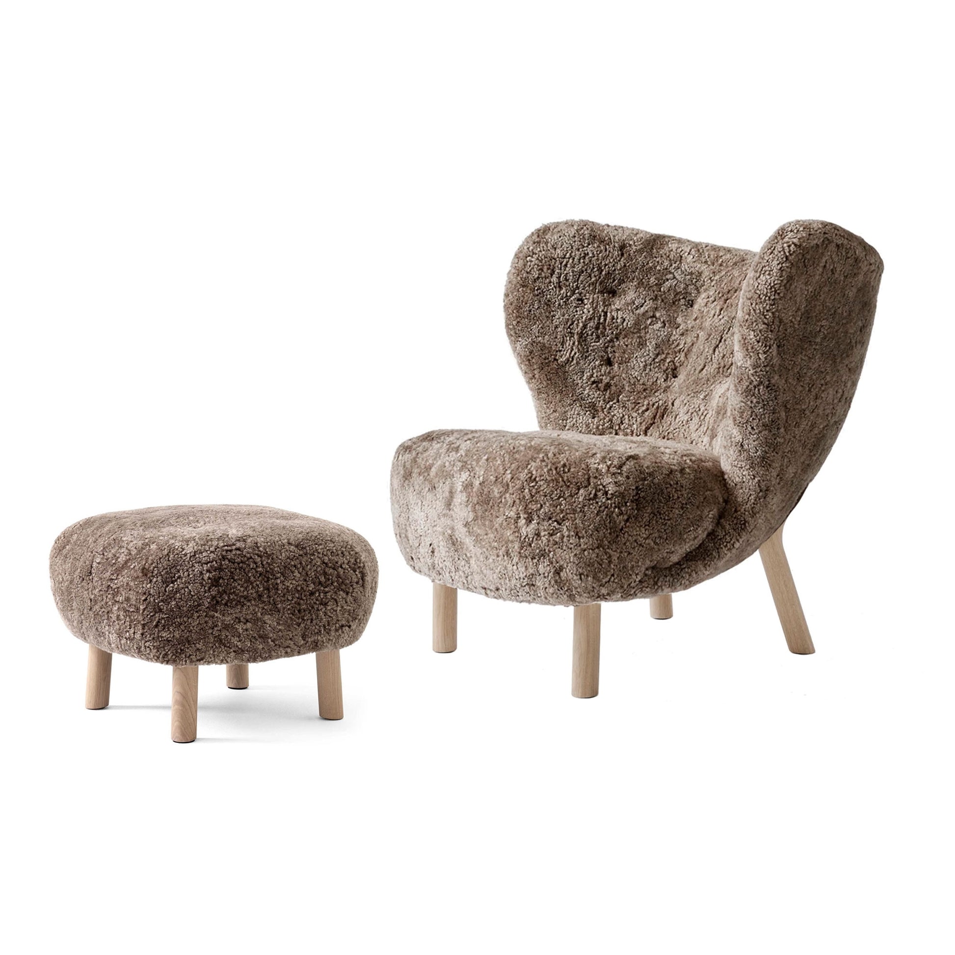 Little Petra VB1 Armchair with ATD1 Pouf by &tradition #Sheepskin Sahara/White Oiled Oak Oak