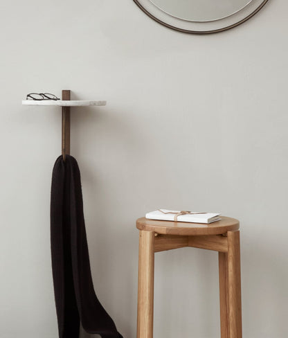Corbel shelf, dark stained oak - Carrara marble
