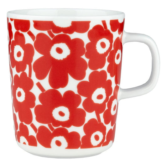 Oiva - Pikkuinen Unikko 60th Anniversary mug by Marimekko #2,5 dl, white-red #