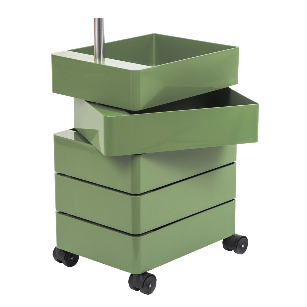 360° drawer unit, 5 drawers, green