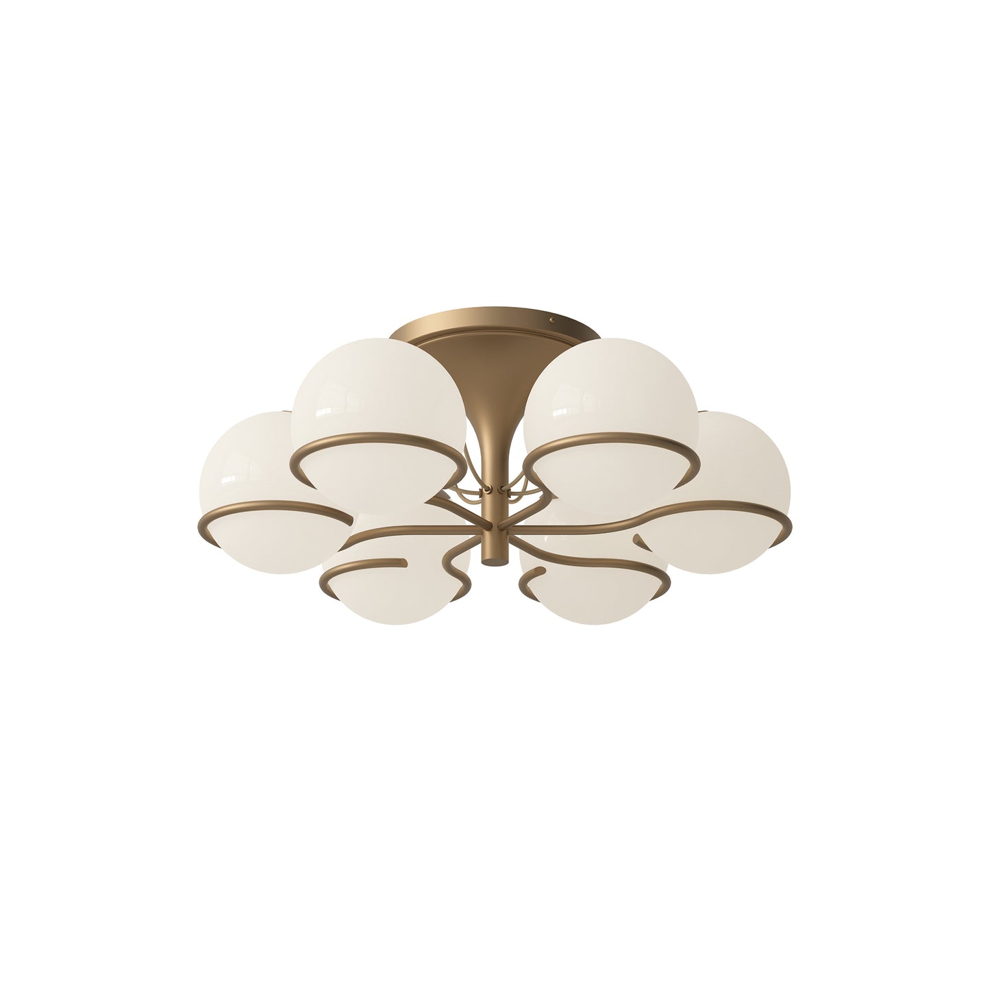 Ceiling Lamp Model 2042/6 by Astep #6 Opaline Spheres (20cm Diameter) / Champagne Mount