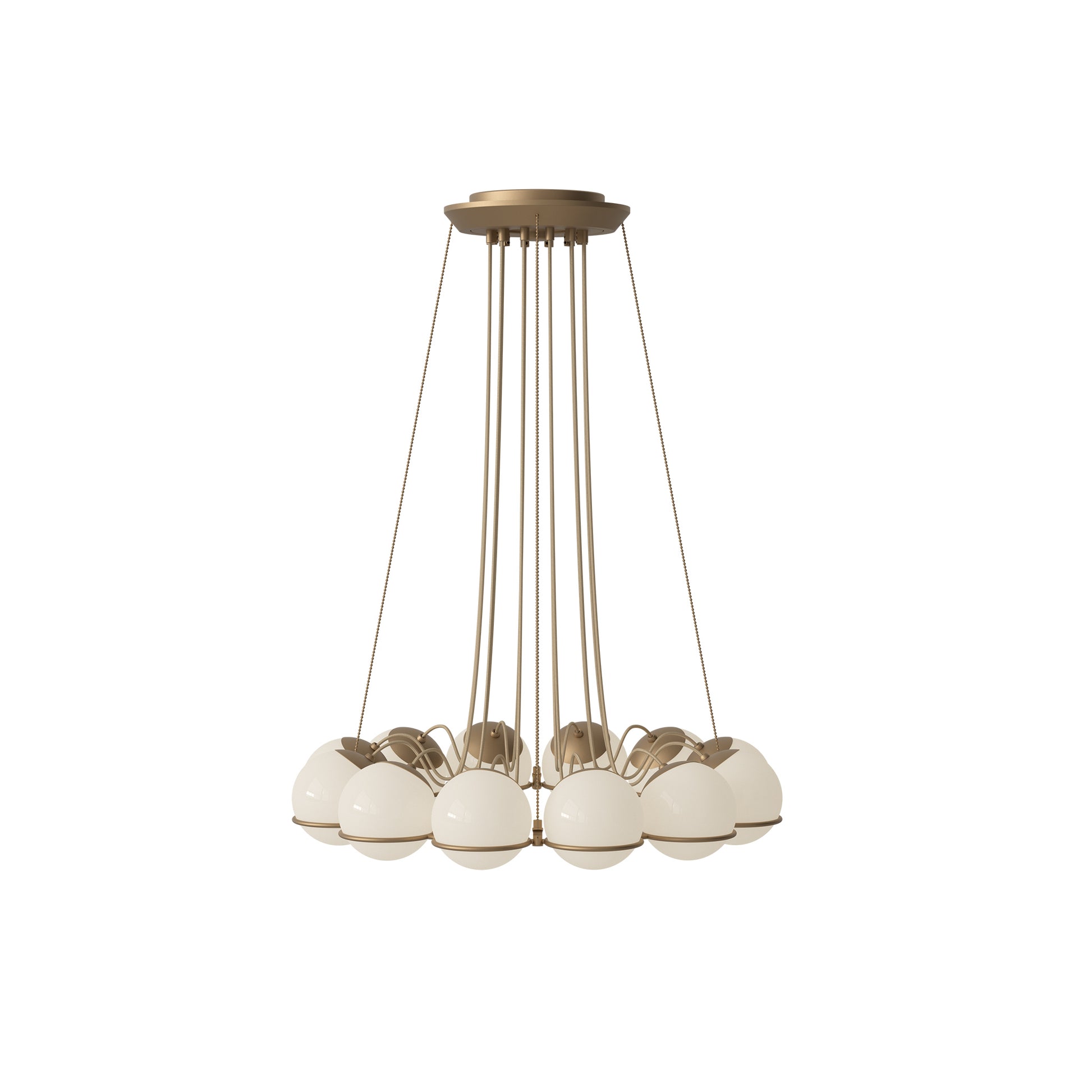 Suspension Lamp Model 2109/12/14 by Astep #12 Opaline Spheres (14cm Diameter) / Champagne Structure