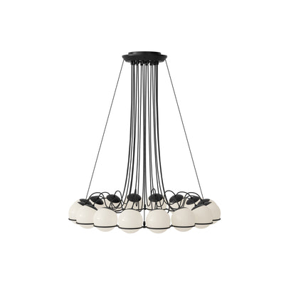 Suspension Lamp Model 2109/16/14 by Astep #16 Opaline Spheres (14cm Diameter) / Black Structure