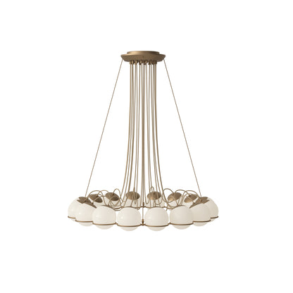 Suspension Lamp Model 2109/16/14 by Astep #16 Opaline Spheres (14cm Diameter) / Champagne Structure