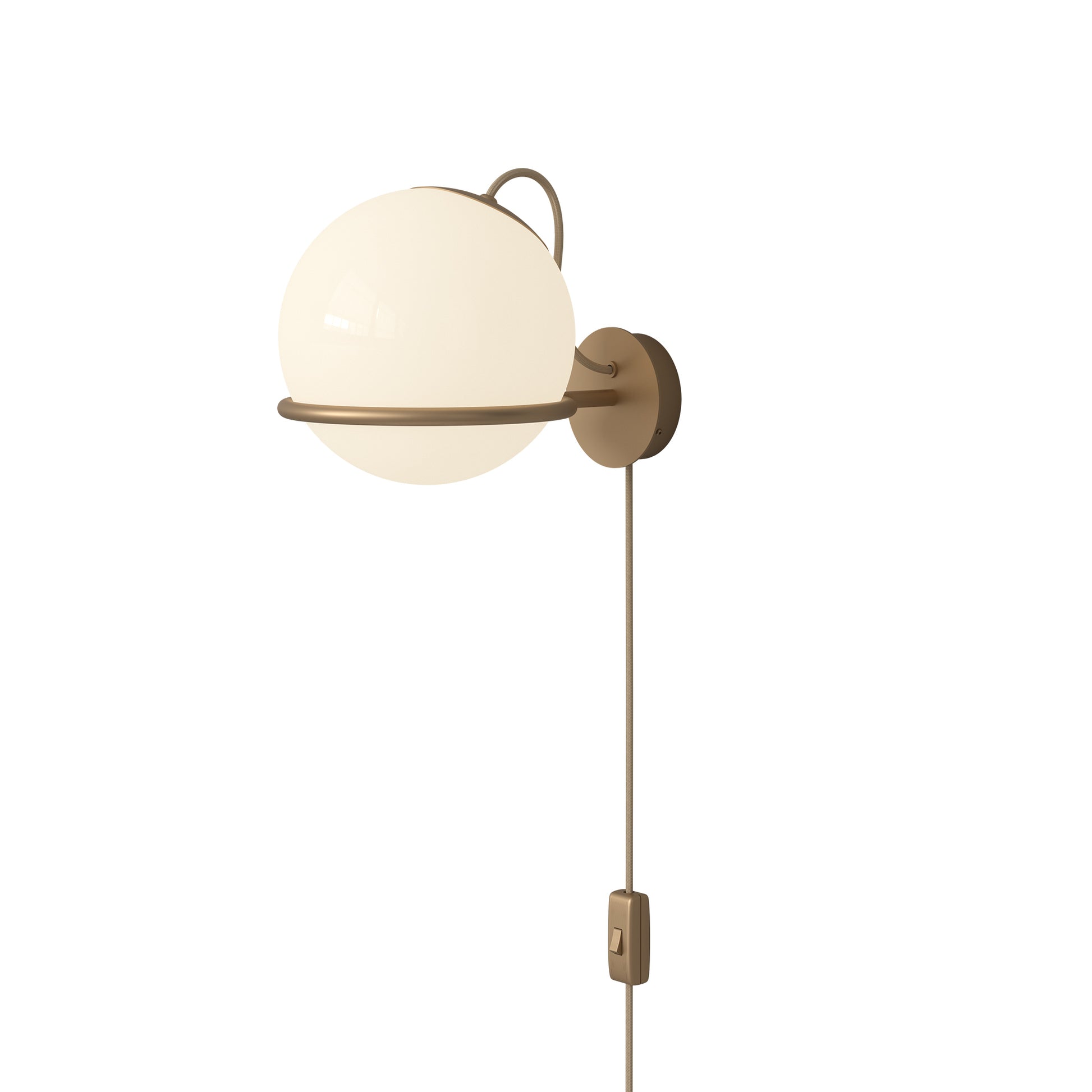 Wall Lamp Model 238/1 by Astep #1 Opaline Sphere (20cm Diameter) / Champagne Mount with Switch