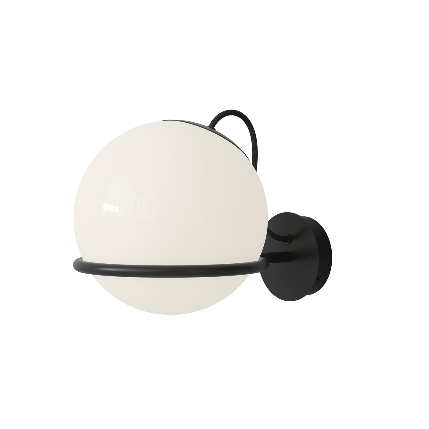 Wall Lamp Model 238/1 by Astep #1 Opaline Sphere (20cm Diameter) / Black Mount