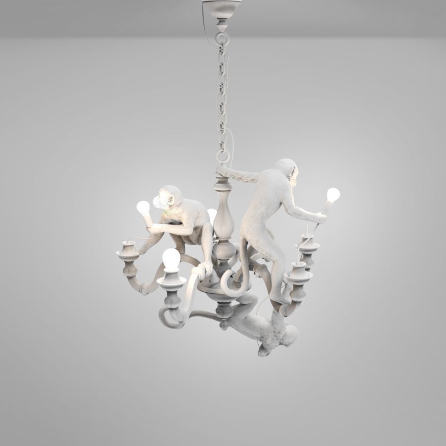 LED resin chandelier MONKEY CHANDELIER by Seletti #White