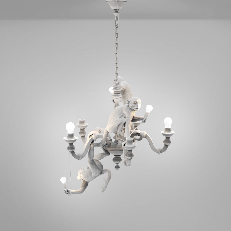 LED resin chandelier MONKEY CHANDELIER by Seletti #White