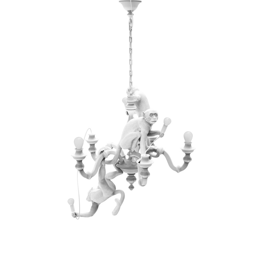 LED resin chandelier MONKEY CHANDELIER by Seletti #White