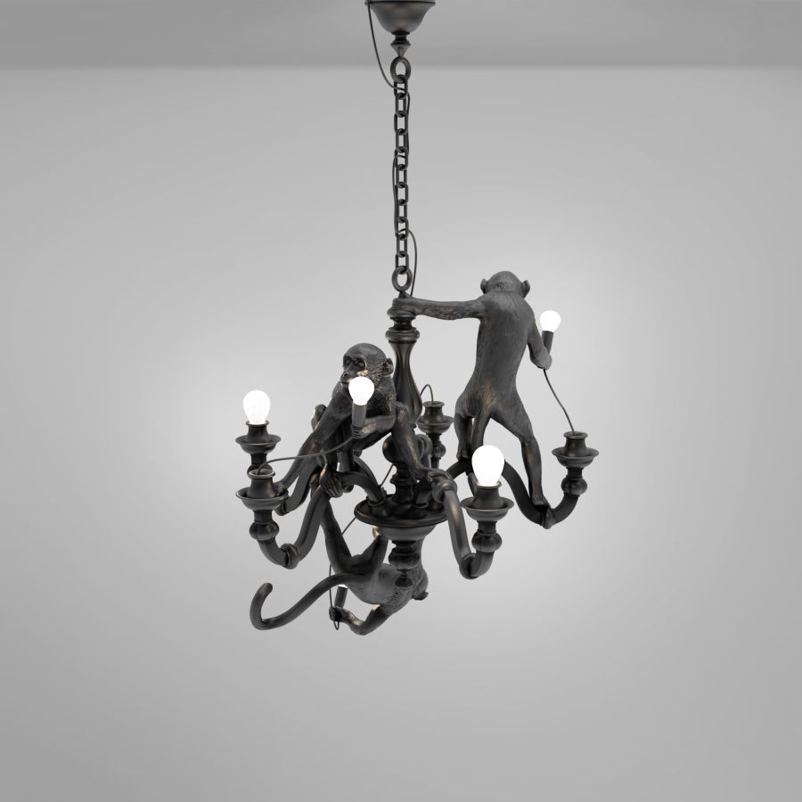 LED resin chandelier MONKEY CHANDELIER by Seletti #Black