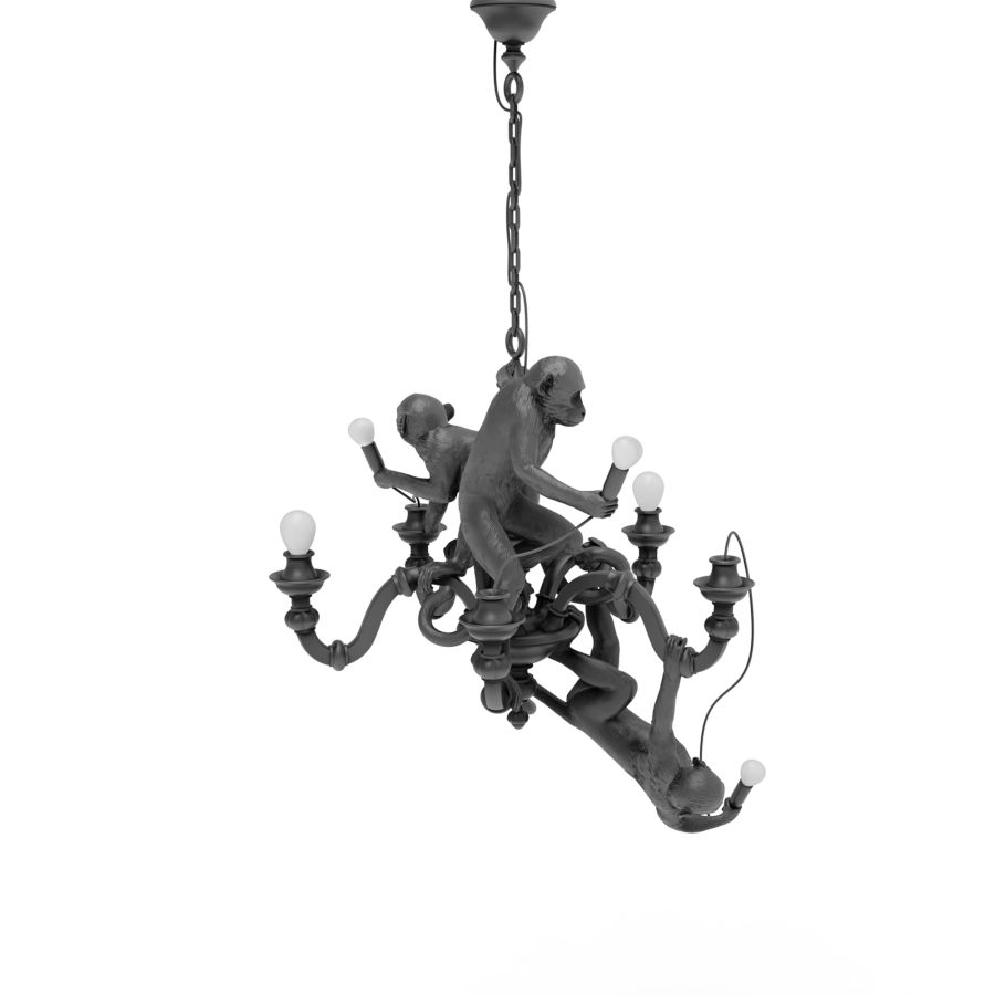 LED resin chandelier MONKEY CHANDELIER by Seletti #Black