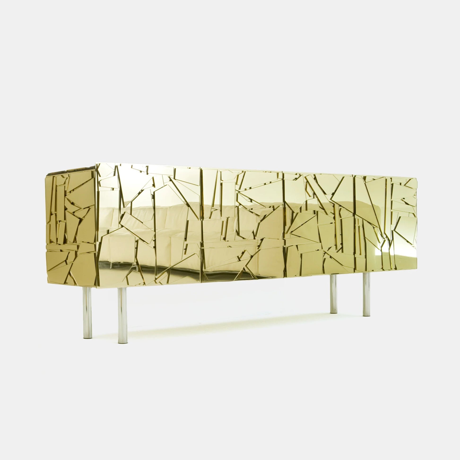 Scrigno - Glass Low sideboard by Edra #Coloreflex | Gold / without drawer