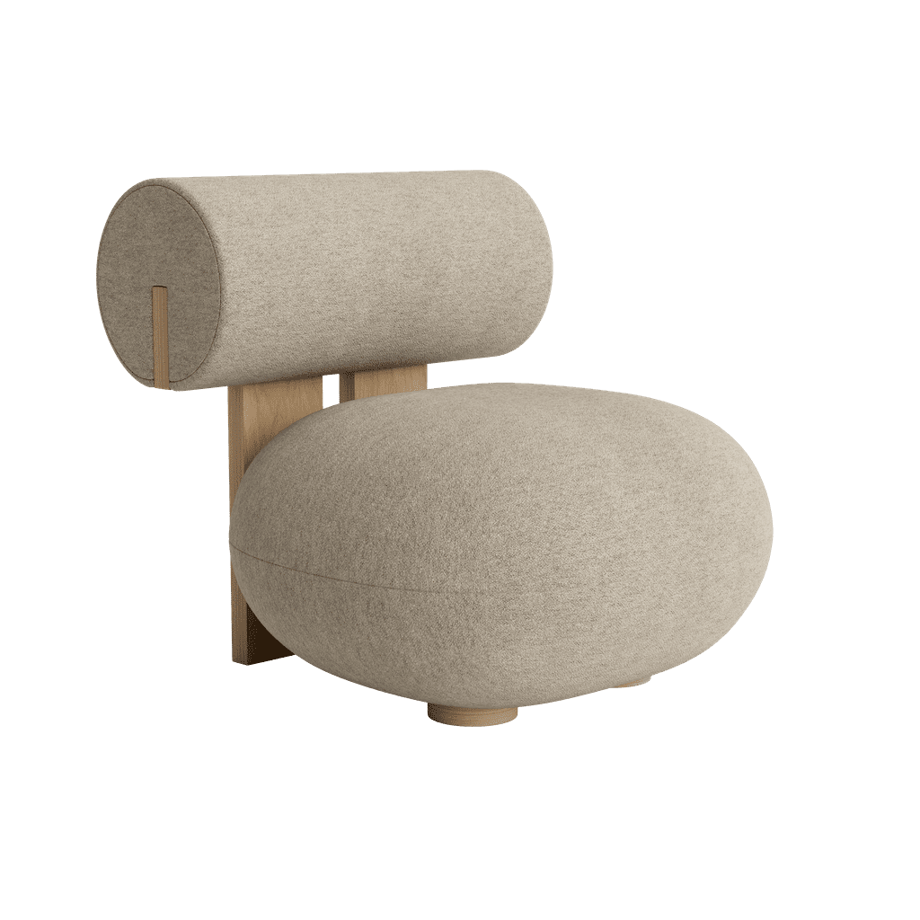 Hippo Lounge - Fabric Easy Chair by Norr11 #Natural Oak / Barnum Bouclé | 03