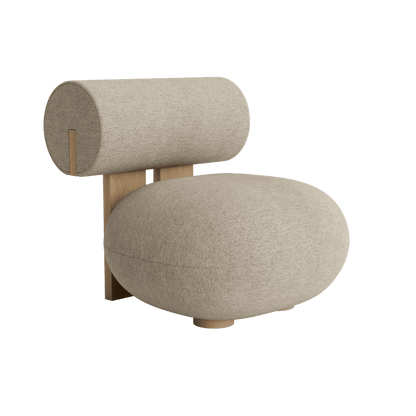 Hippo Lounge - Fabric Easy Chair by Norr11 #Natural Oak / Barnum Bouclé | 03