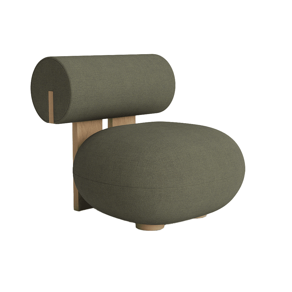 Hippo Lounge - Fabric Easy Chair by Norr11 #Natural Oak / Kvadrat | Fiord 2 | 961
