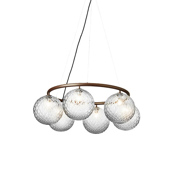 Miira 6 Circular Chandelier by Nuura #Dark Bronze/ Optic Clear