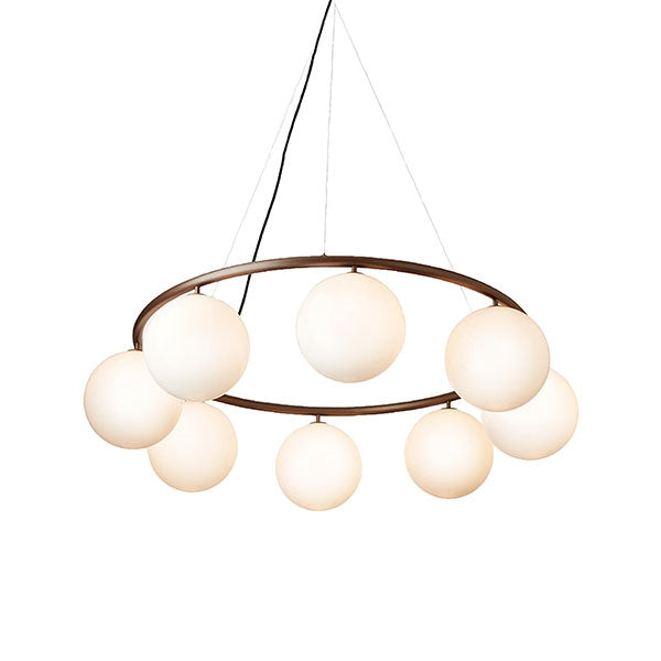 Miira 8 Circular Chandelier by Nuura #Dark Bronze/ Opal White