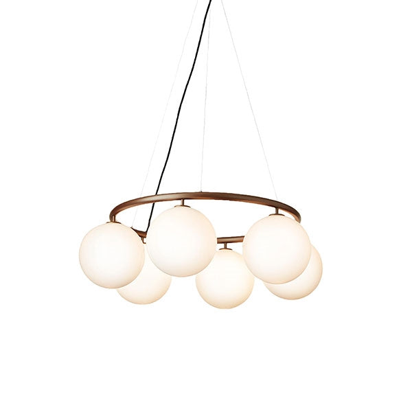 Miira 6 Circular Chandelier by Nuura #Dark Bronze/ Opal White