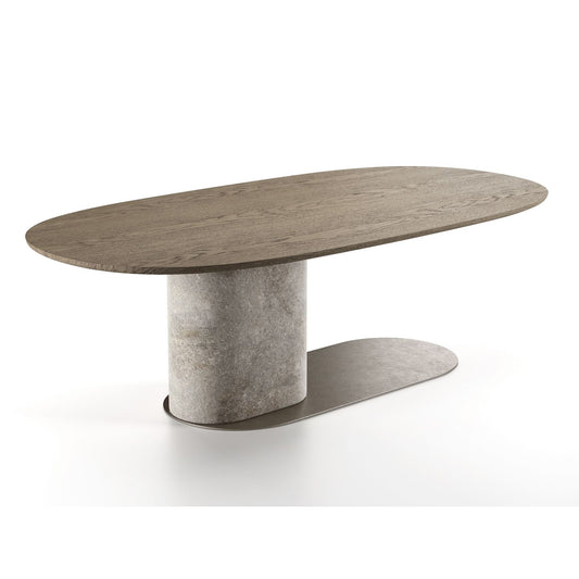 Ombra - Oval Wooden Table by Natuzzi Italia