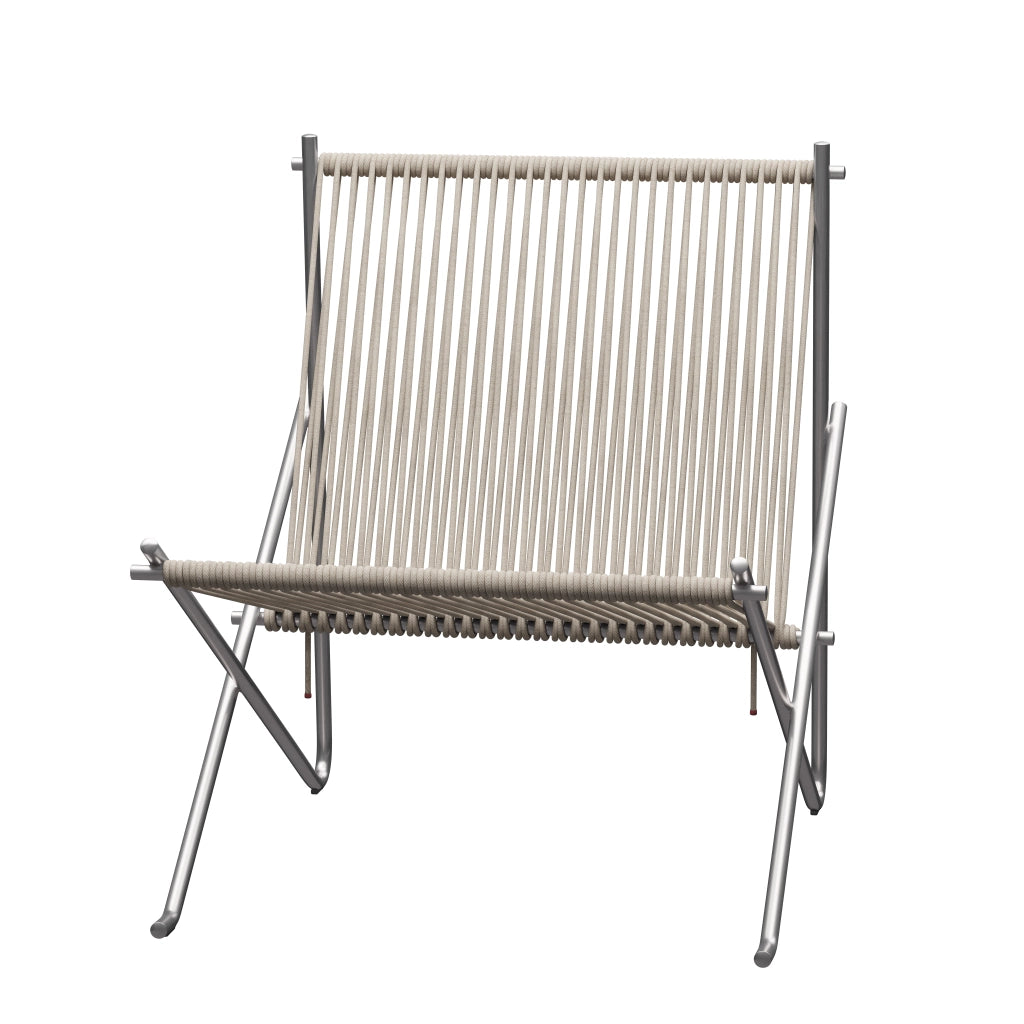 Pk4™ relaxed lounge chair by Fritz Hansen #PK4 / Flag Halyard / Natural / Steel / Matt Polished Stainless Steel