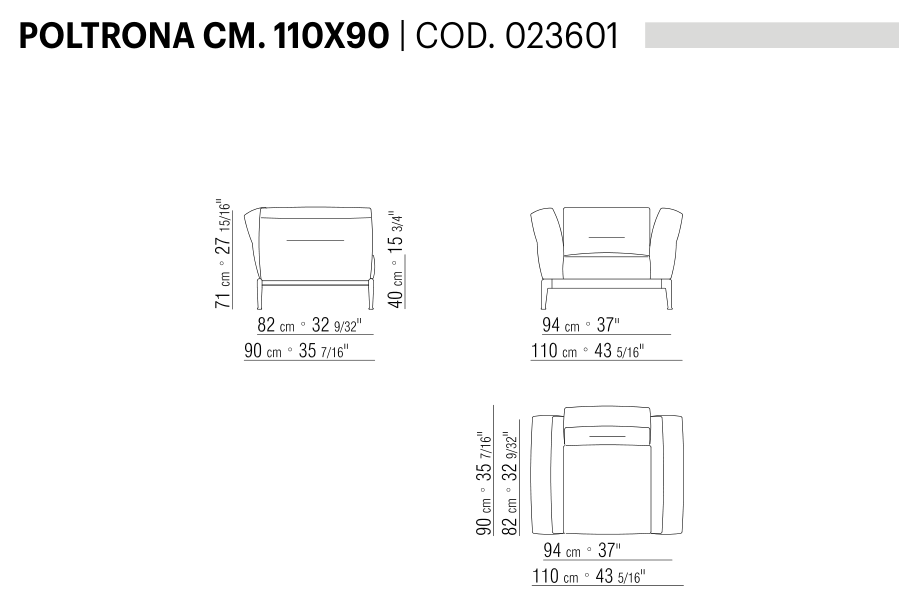 ADDA POLTRONA CM. 110X90 도면 technical drawing