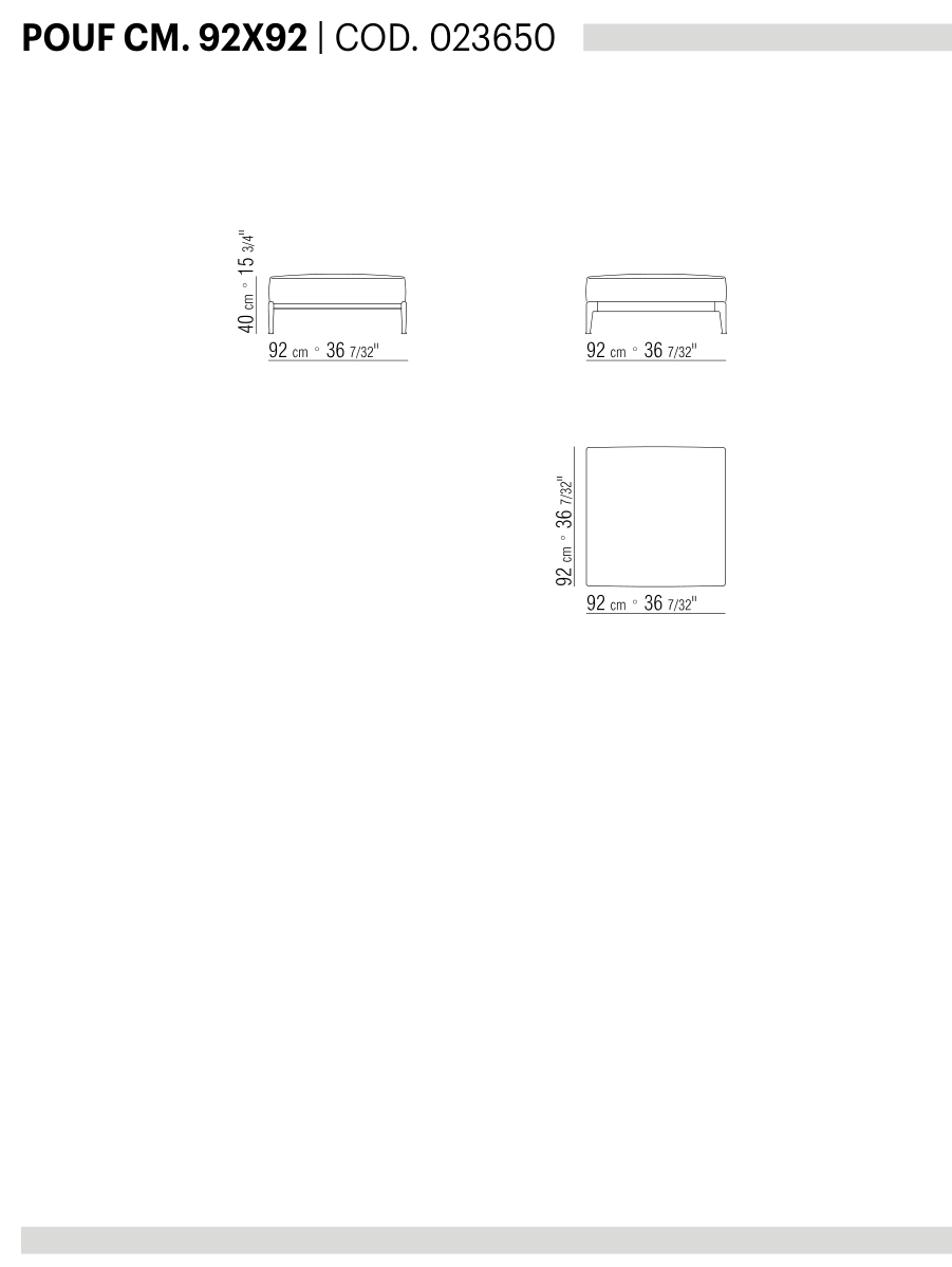 ADDA POUF CM. 92X92 도면 technical drawing