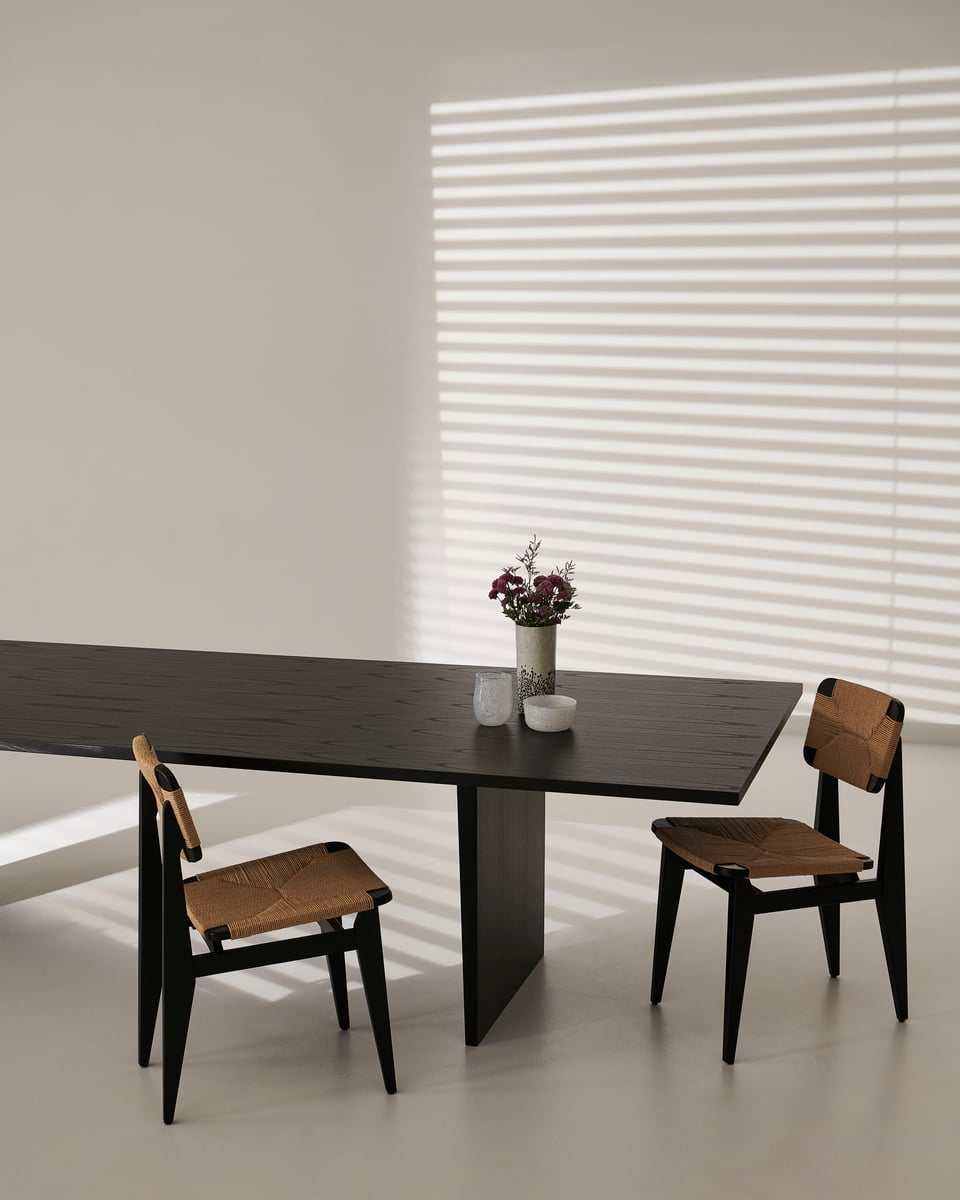 Private dining table, 260 x 100 cm, black / brown stained ash