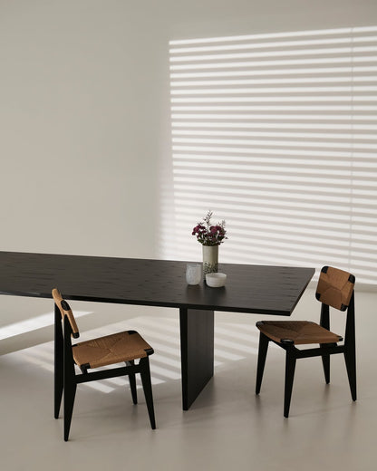 Private dining table, 260 x 100 cm, black / brown stained ash
