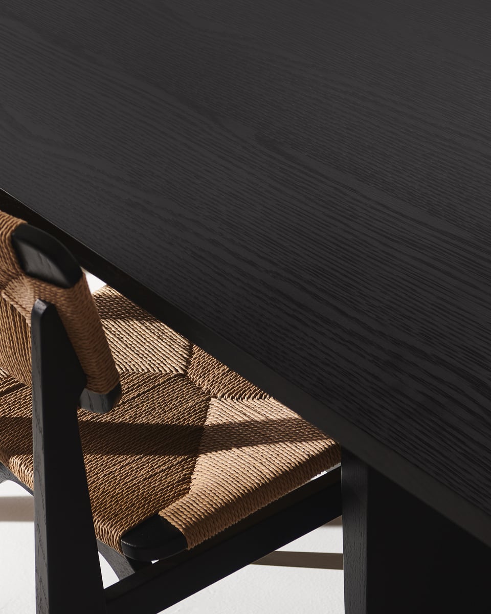 Private dining table, 260 x 100 cm, black / brown stained ash