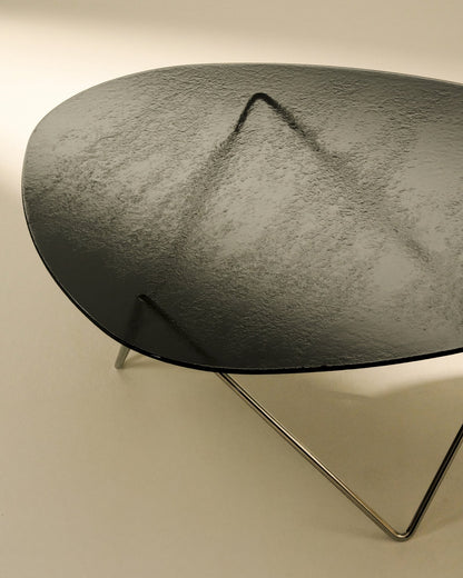 Pedrera coffee table, chrome - smoke structured glass