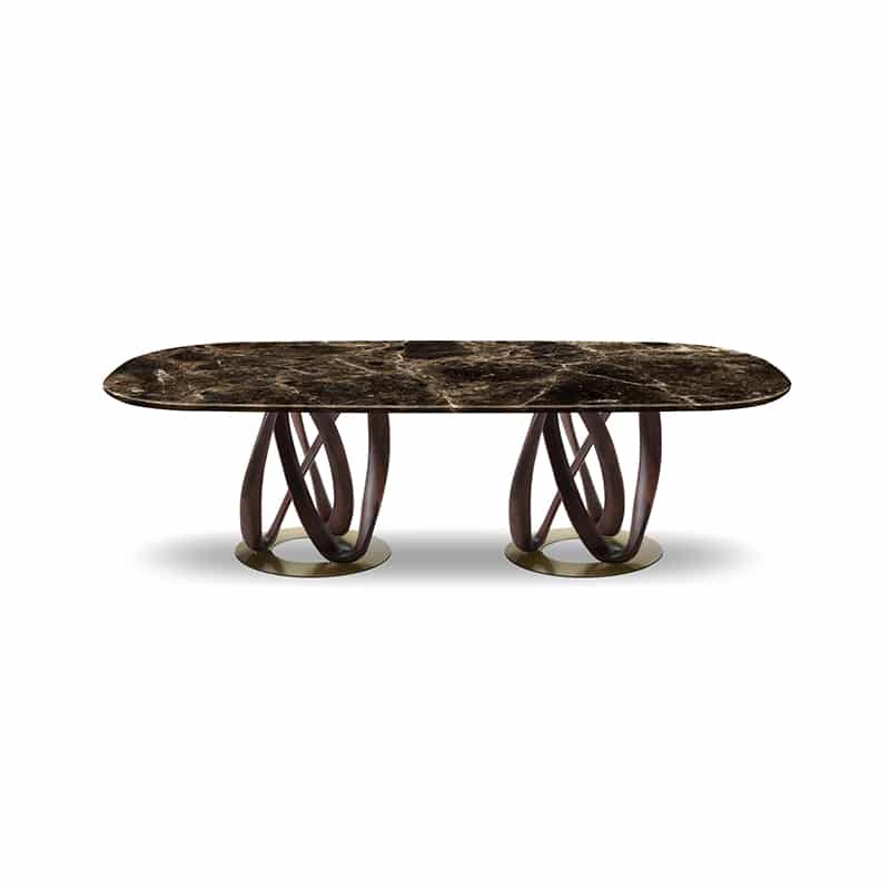 INFINITY - Oval Table with 2 Base (Marble)