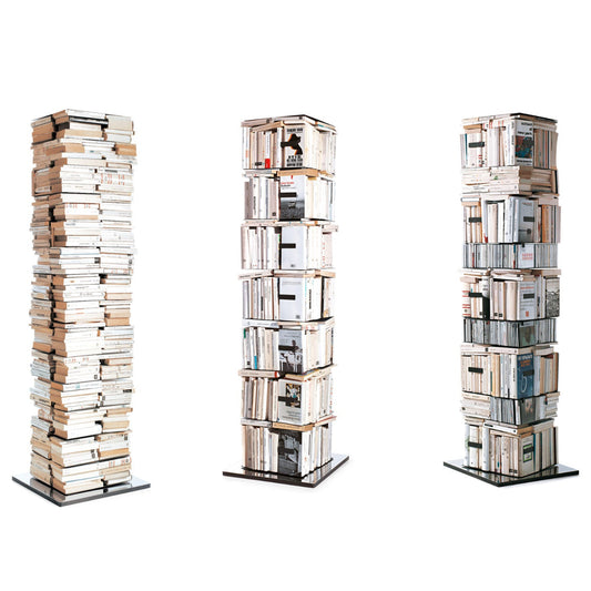 Ptolomeo x4 - Open swivel stainless steel bookcase