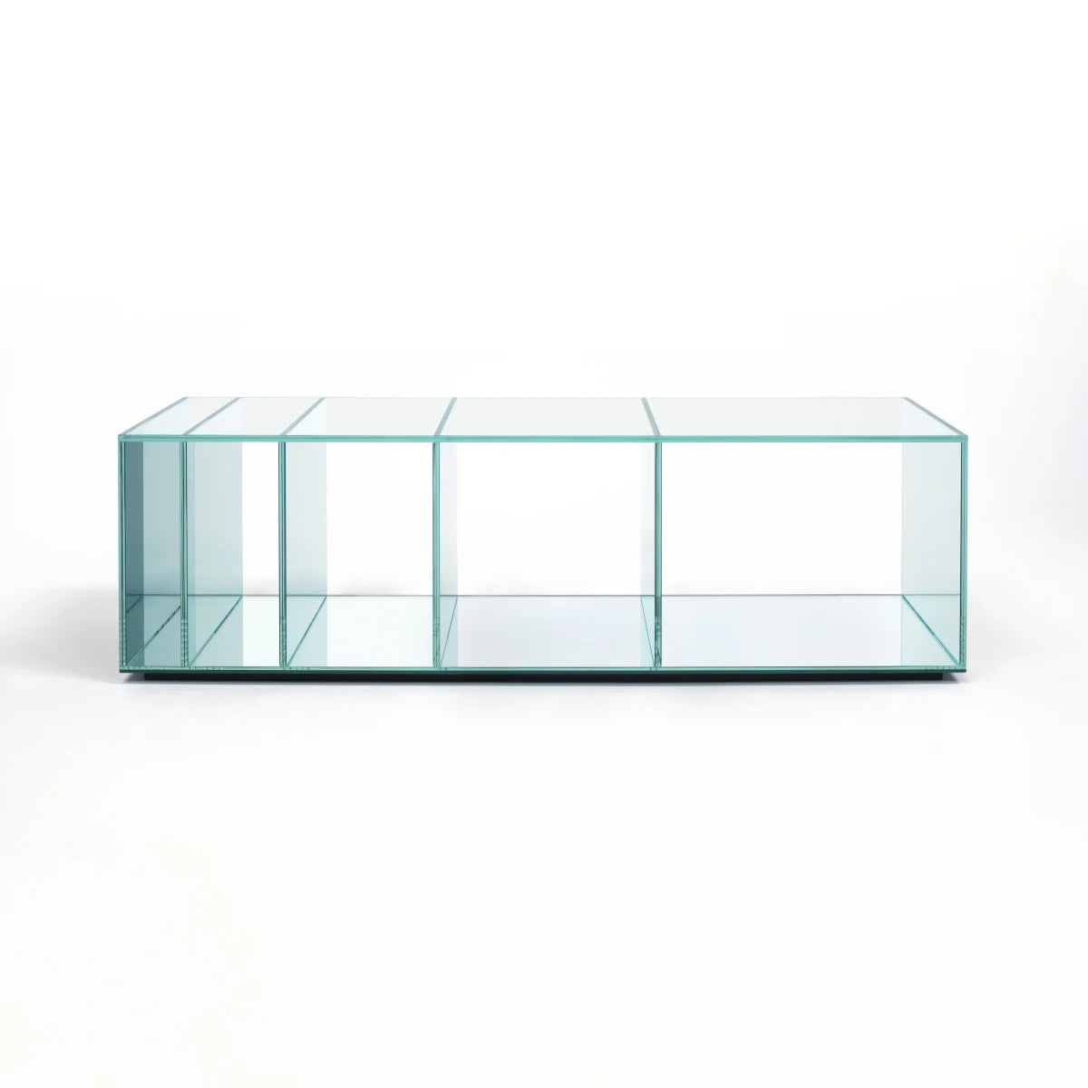 Deep Sea - Rectangular Crystal Coffee Table With Storage Space by Glas Italia #blue