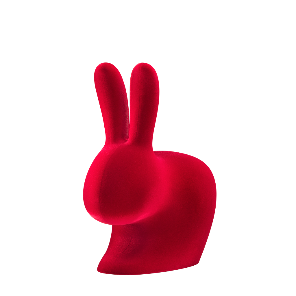 Rabbit Chair Velvet Finish by Qeeboo #Red