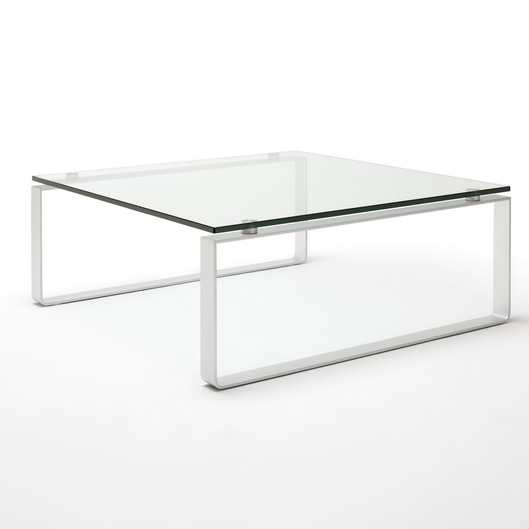 Rolf Benz 8710 - Sled Base Square Glass And Steel Coffee Table by Rolf Benz