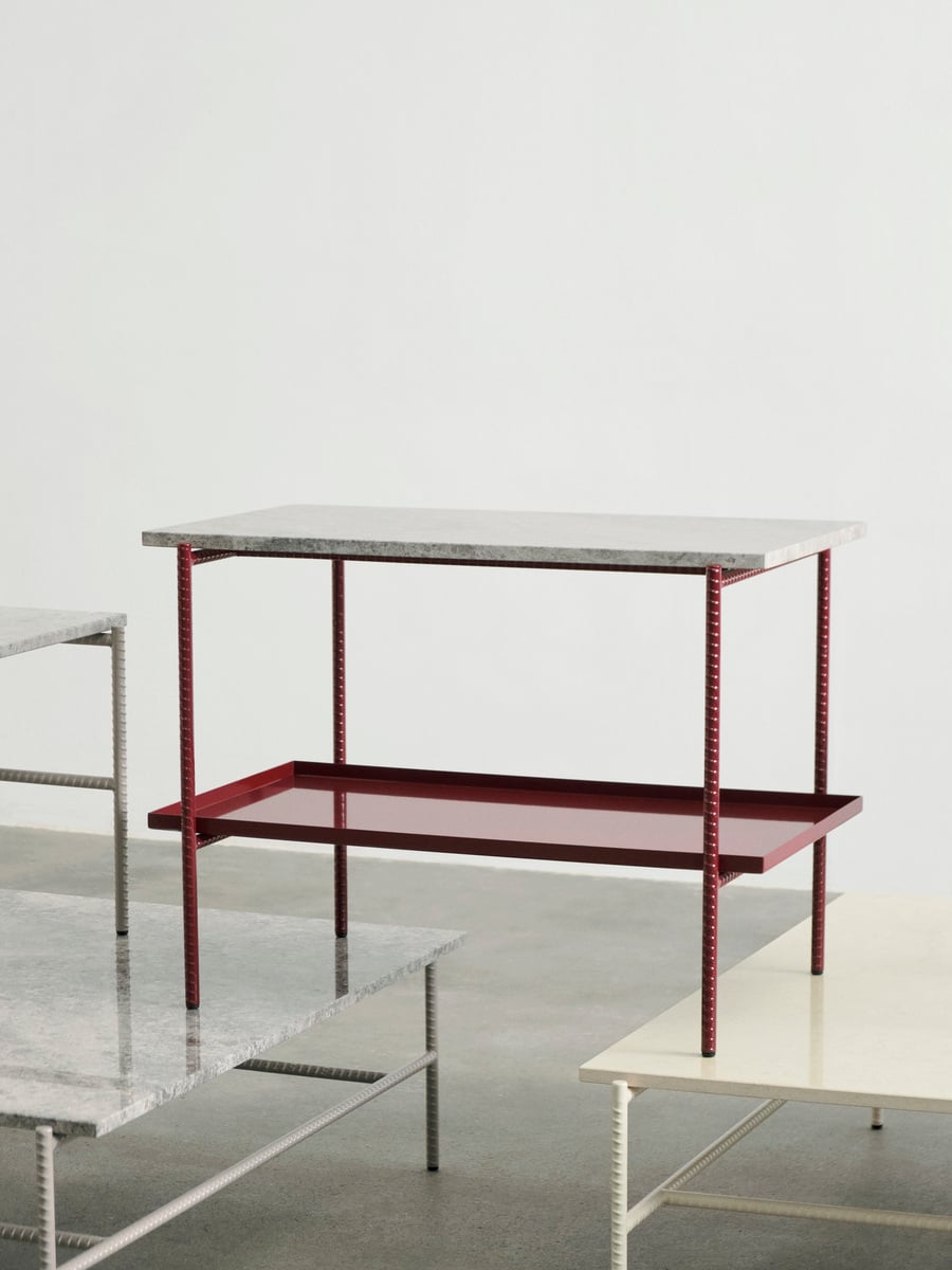 Rebar coffee table, 100 x 104 cm, alabaster - beige marble