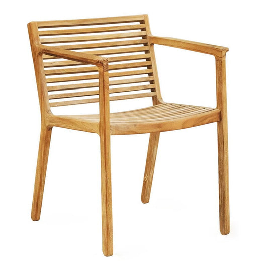 RIB dining chair with armrests by Sibast #teak - stainless steel #