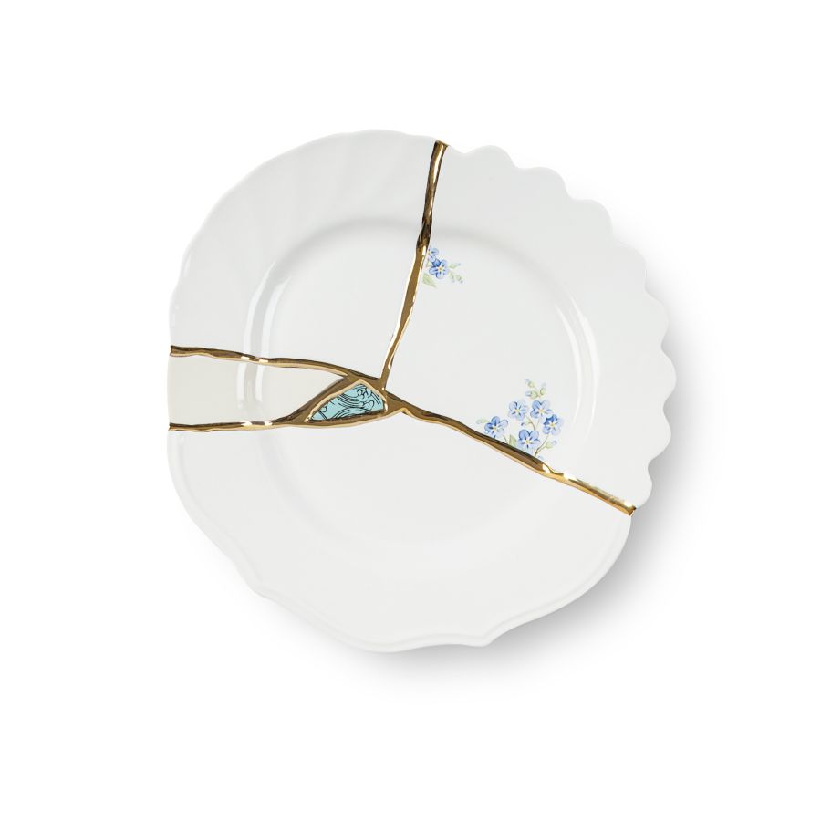 Porcelain and gold plated Dessert plate Kintsugi by Seletti #No.3