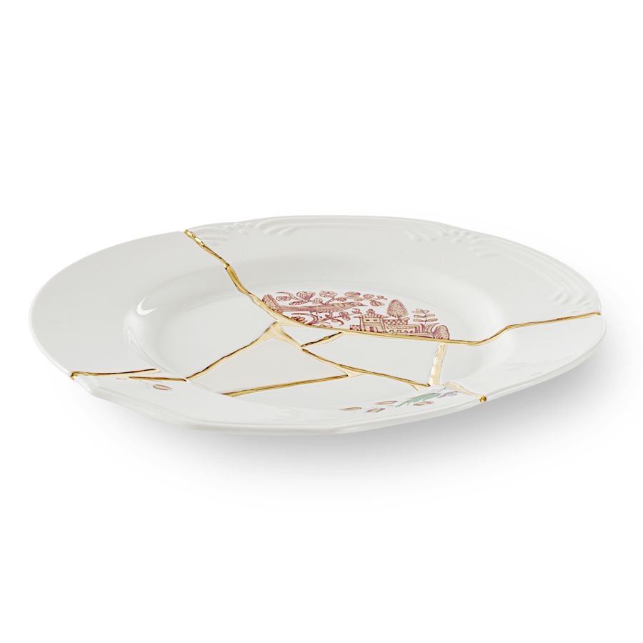 Porcelain and gold plated Dinner plate Kintsugi by Seletti #No.1