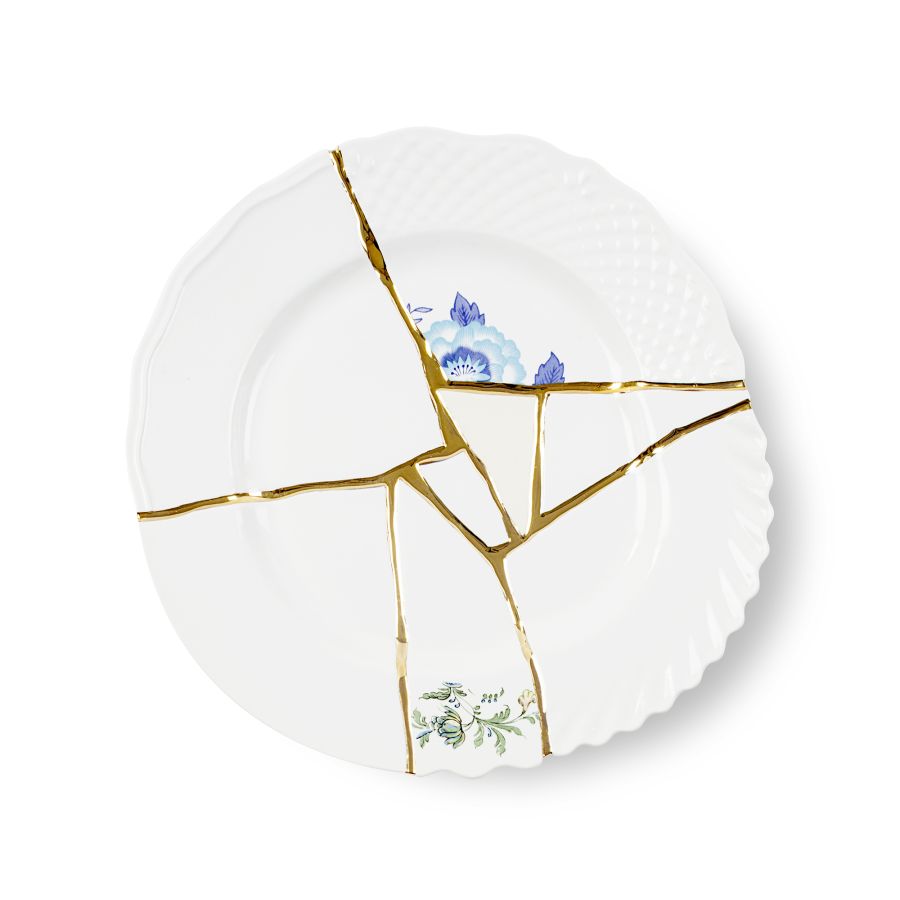 Porcelain and gold plated Dinner plate Kintsugi by Seletti #No.3