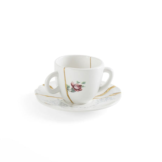 Porcelain and gold plated Coffee cup with saucer Kintsugi by Seletti #No.1