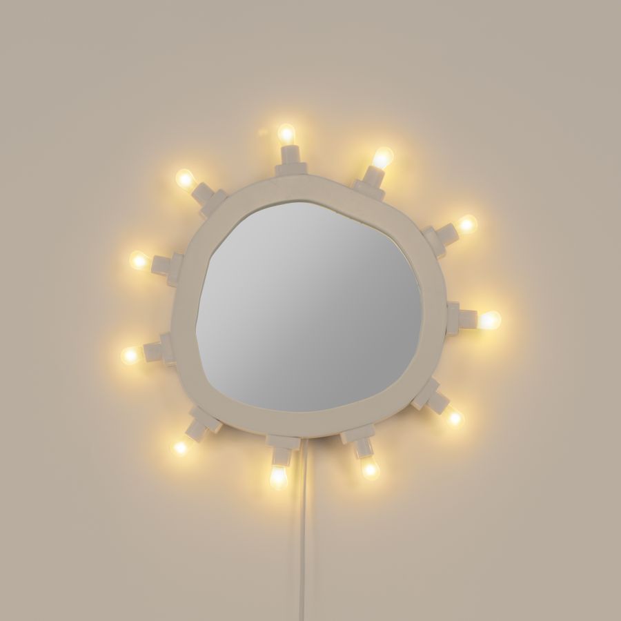 Mirror with Lightbulbs Luminaire Mirror Small by Seletti